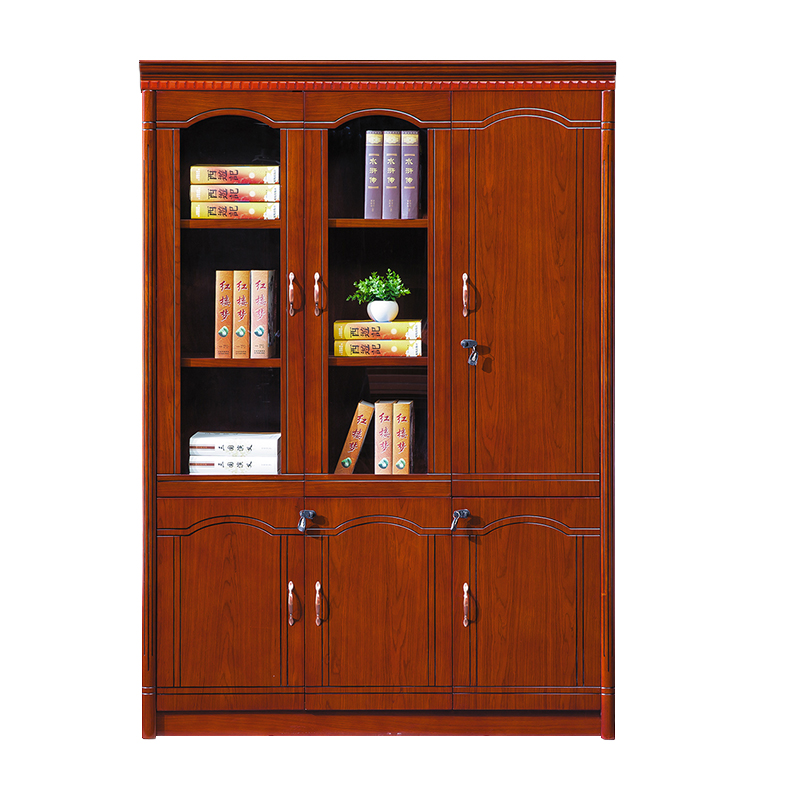 臻远ZY051414木质文件柜油漆贴木皮资料柜书柜 三门高清大图