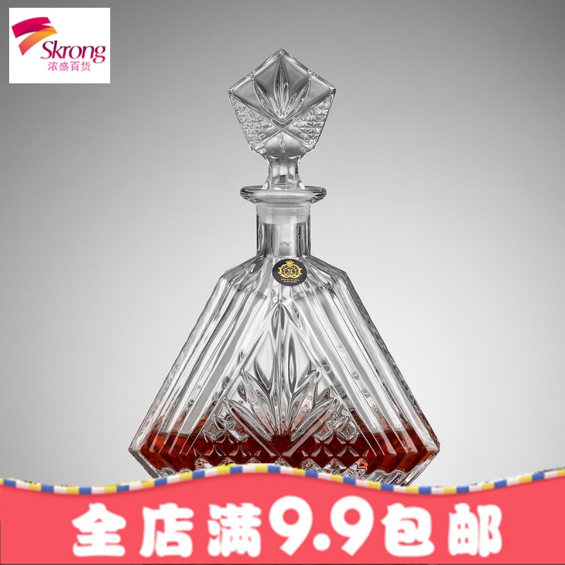 进口水晶威士忌醒酒器盛酒器带盖密封红酒存酒瓶酒壶家用玻璃酒樽