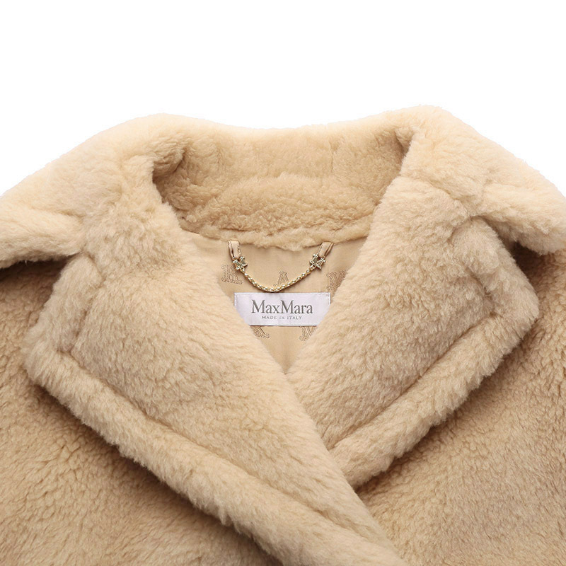 麦丝玛拉maxmara女士骆驼绒宽松版泰迪熊斗篷上衣外套adesso