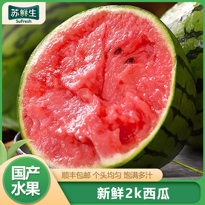 顺丰快递[苏鲜生]现摘2k小糖丸西瓜 净重8.5-9斤 2个装 新鲜网红小糖丸蜜瓜