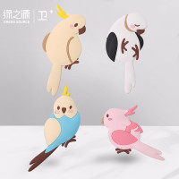 绿之源 创意挂钩森林鸟系列4个装 无痕强磁性粘钩可爱动物软胶贴 懒人厨房墙面装饰贴