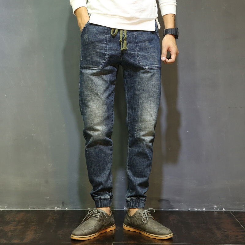 男士2017夏季新款弹力青少年韩版潮流小脚哈伦裤复古宽松大码裤子潮流
