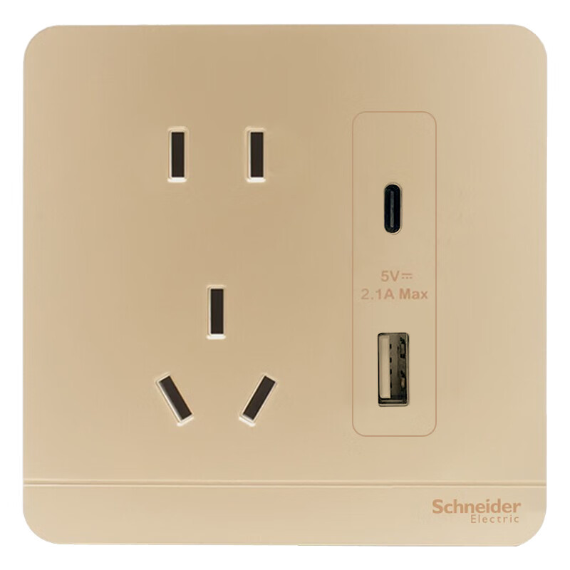 [官方旗舰店]施耐德电气开关插座绎尚薄暮金色86型大面板家用墙壁式