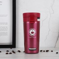 保温杯女学生韩版简约弹跳咖啡杯 304不锈钢车载杯带茶隔滤网礼物 红色