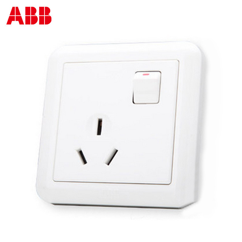 瑞士ABB 开关插座 德静一位三极带开关插座 16AAJ228