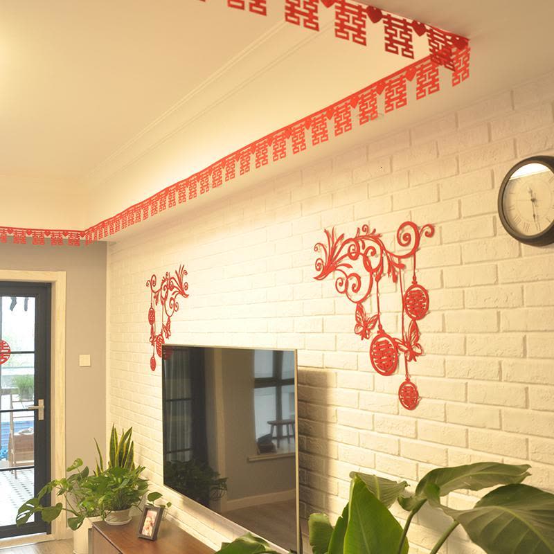 净也结婚婚庆用品新房创意爱心喜字拉花挂帘婚礼婚房装饰布置帘图片