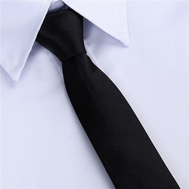 盛世尼曼5cm休闲韩版窄版易拉得懒人拉链领带男正装商务黑色纯色光面