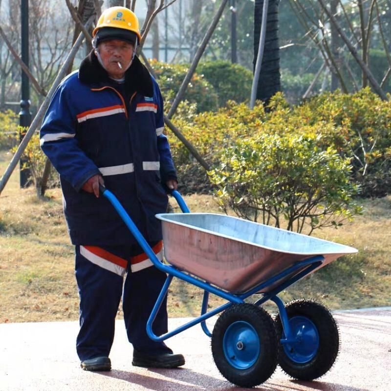 独轮小推车工地农用沙泥土建筑翻斗垃圾搬运货花园人力手推车 蓝色独轮车(实心轮胎)_30