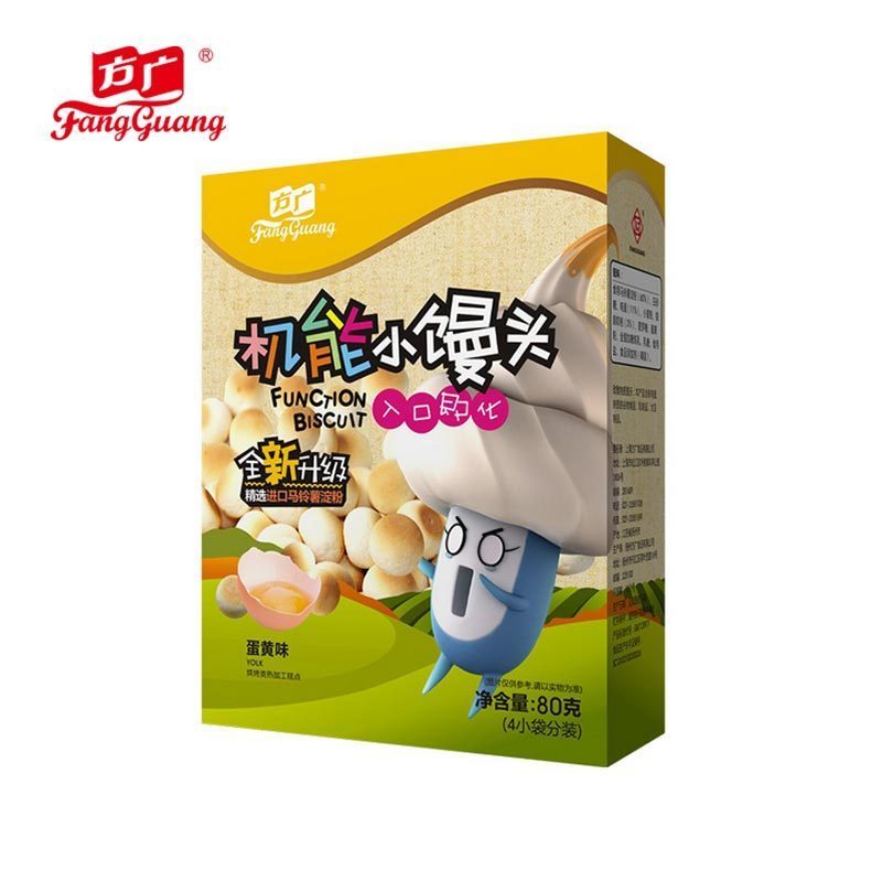 方广 宝宝零食 机能小馒头蛋黄味80g/盒装 入口即化高清大图
