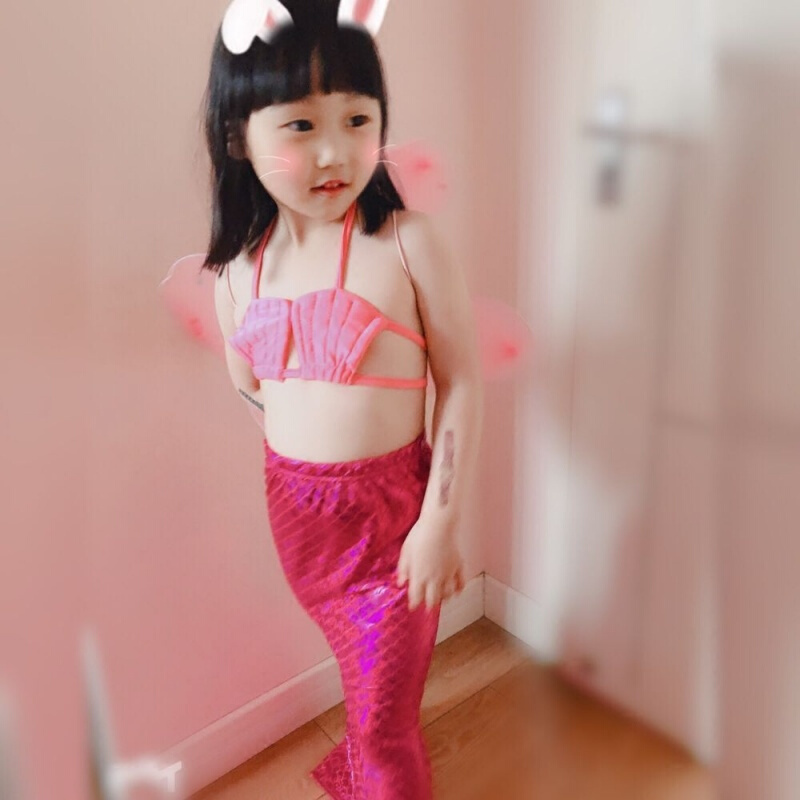 美人鱼尾巴泳衣儿童人鱼公主裙子女童女孩宝宝游泳衣六一演出服装