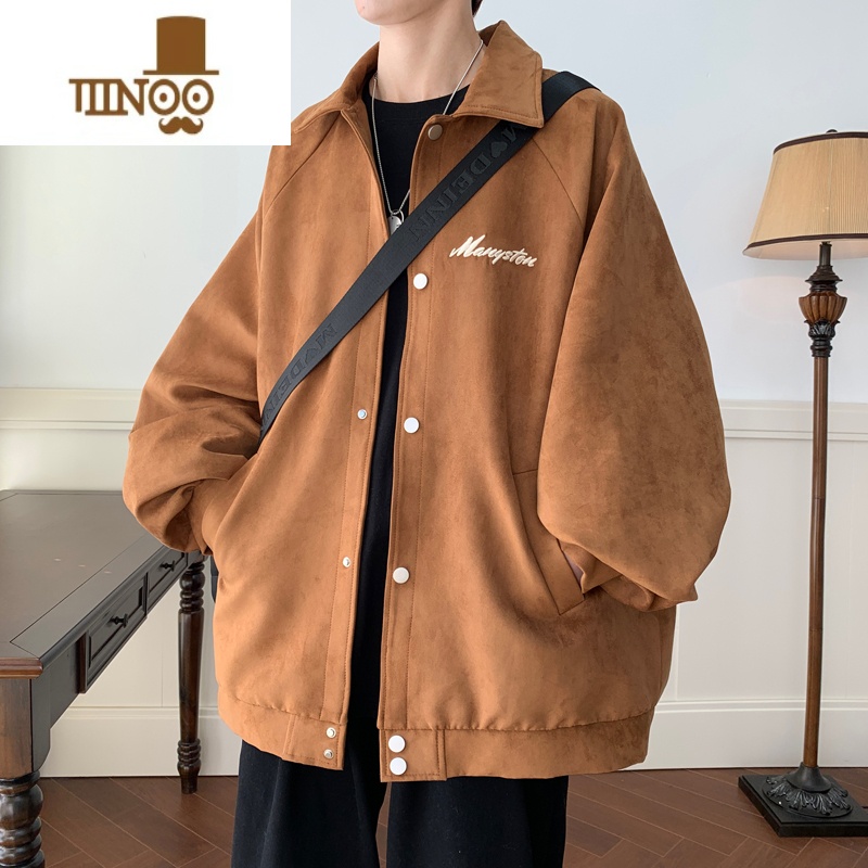 YANXU牛油果绿翻领外套男情侣感痞帅潮流潮牌美式复古港风chic高清大图