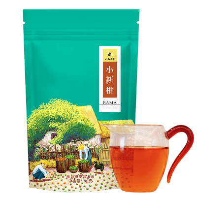 八马茶叶 柑柑好小新柑 新会柑皮普洱茶直立袋装80g