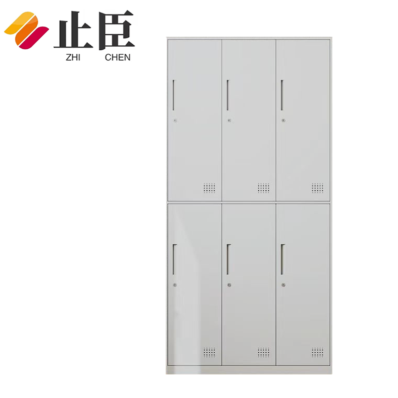 止臣 六门更衣柜 办公柜钢制更衣柜员工更衣柜铁皮储物柜宿舍换衣柜存放柜 900*500*1850mm 个高清大图