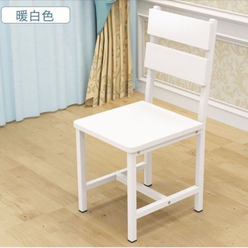 现代简约餐桌椅木质铁艺休闲靠背椅家用创意餐桌椅子成人餐厅凳子 黑色面+白色腿（四把起拍）图片