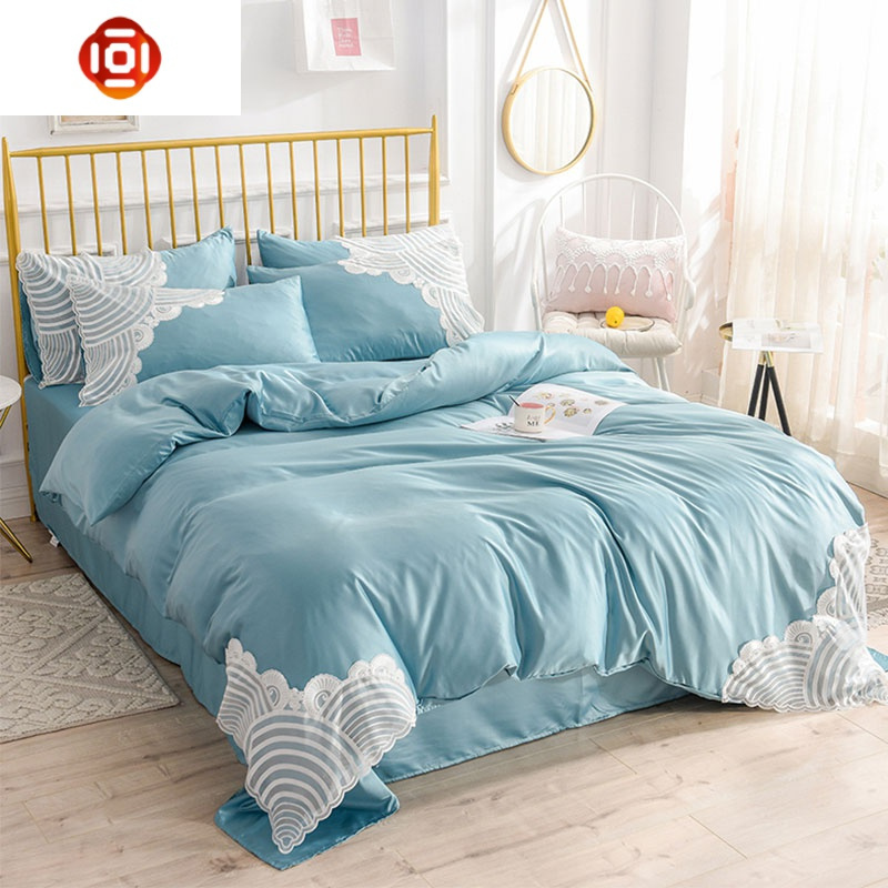 夏季床单冰丝四件套缎欧式丝滑水洗被套夏凉床上用品床品套装三维工匠