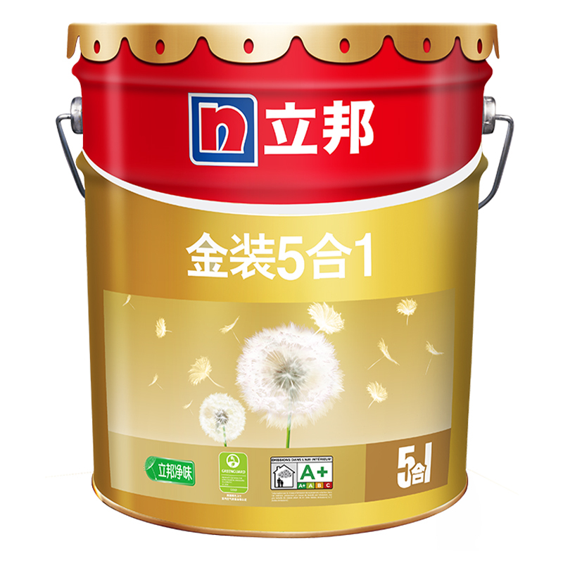 立邦漆金装净味五合一乳胶漆内墙面漆水漆油漆涂料18l