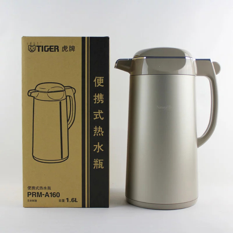 tiger虎牌玻璃内胆便携式热水瓶PRM-A190 日本进口 保温轻巧热水壶 1.9L 深灰色