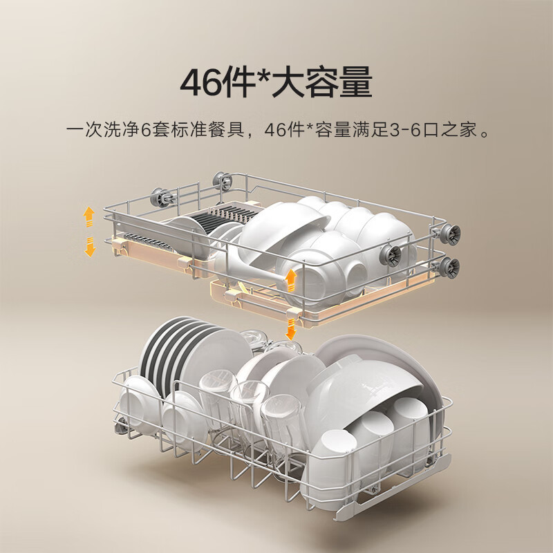 米家小米台式洗碗机6套S10超薄机身可视化洗消一体 105℃热风烘干 智能识污 APP操控QMDW0601M