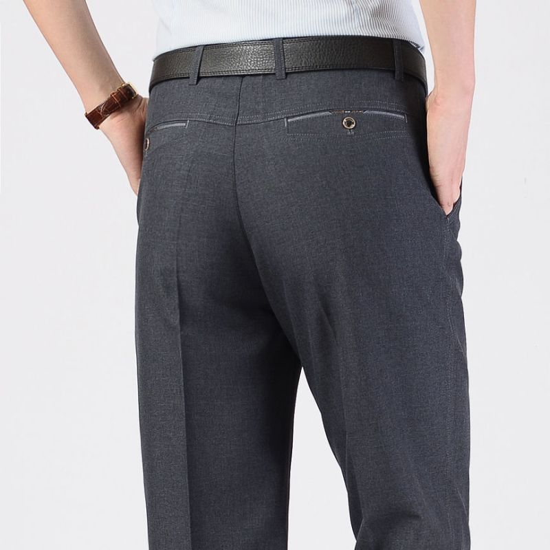 中老年男裤秋冬季厚中年男士休闲裤宽松高腰西裤爸爸裤子直筒长裤威珺