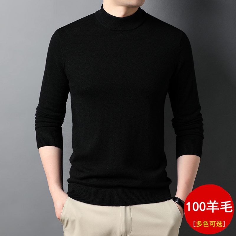 花花公子多色选100纯羊毛衫男士毛衣针织衫中青年男装大码休闲贴身保暖打底衫衣服2021高清大图