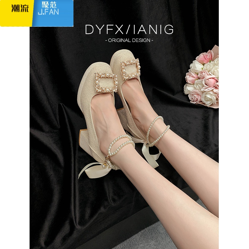 聚范粗跟玛丽珍高跟鞋女公主新中式旗袍秀禾婚纱两穿婚鞋新娘伴娘单鞋