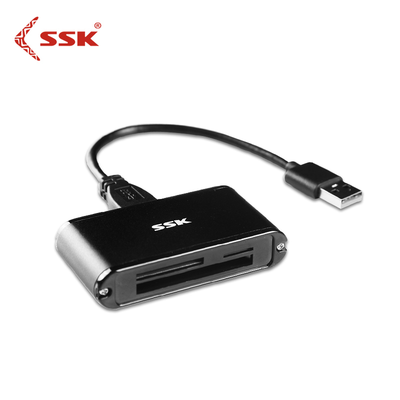 飚王（SSK）SCRM630 多合一金属读卡器 高速传输USB3.0 SD/CF/TF卡 Micro SD卡读卡器 黑色