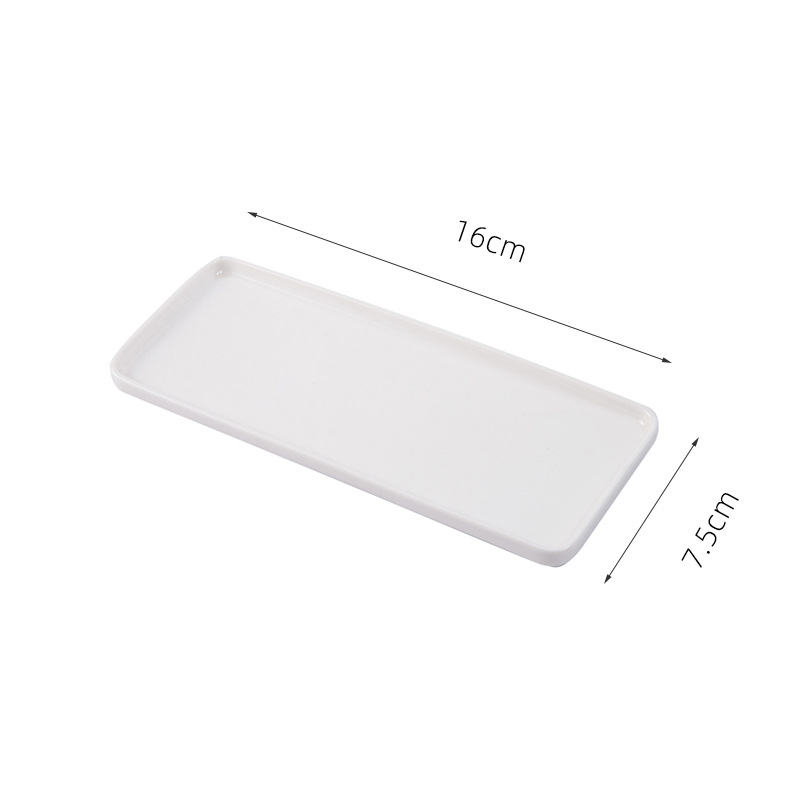 日韩陶瓷卫全行长方形托盘牙刷托盘陶瓷盘子 16*7.5cm 白色 10个起订高清大图