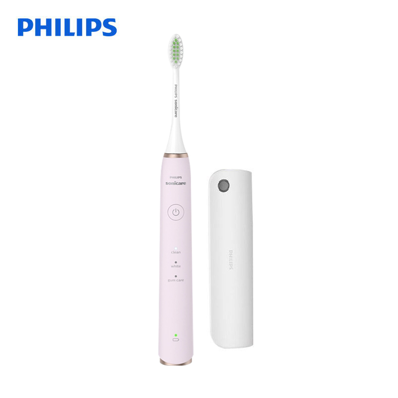 飞利浦(Philips)电动牙刷 成人声波震动牙刷3种模式 配紫外线杀菌旅行盒 蔷薇粉色HX2461 HX6730升级版