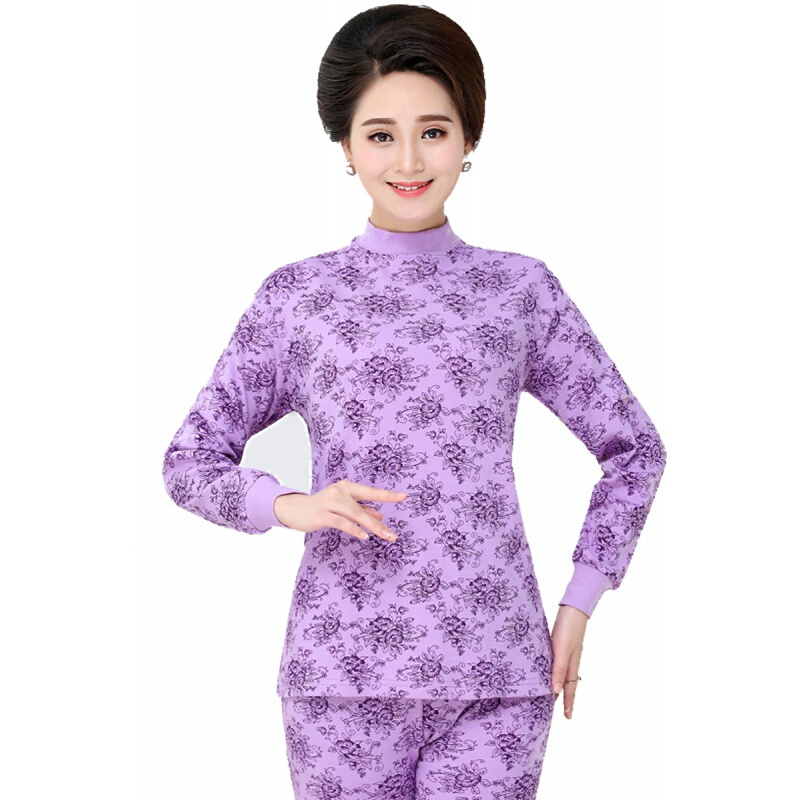 波迷娜(BOMINA)妈妈保暖内衣套装女中毛衫薄款奶奶秋衣秋裤大码