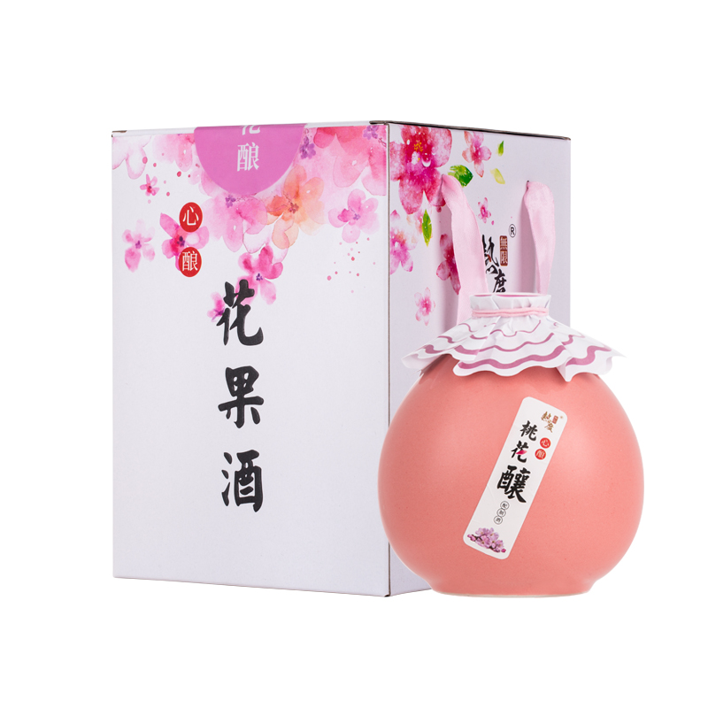 桃花酒桃花酿桃花醉酒古风陶瓷酒自酿低度甜酒女士网红颜值花果酒