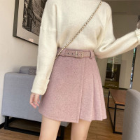 半身裙短裙半身裙女百褶裙半裙呢料短半身裙a字裙_553646 统一颜色 S