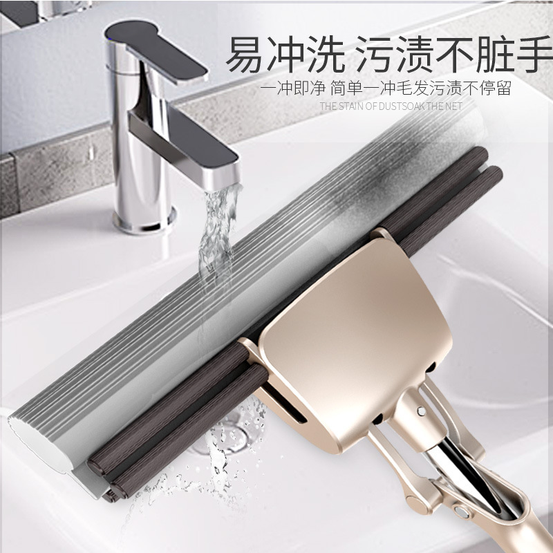 [规格:五个装]家用免手洗前推滚轮式胶棉拖把挤水懒人吸水海绵拖把