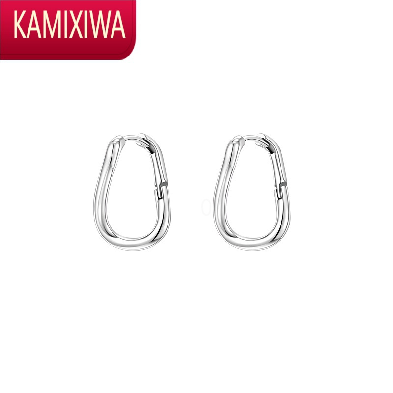 KAMIXIWAXIGN不规则圆圈耳钉女2022年新款潮耳圈夏季耳环小众百搭耳饰2021