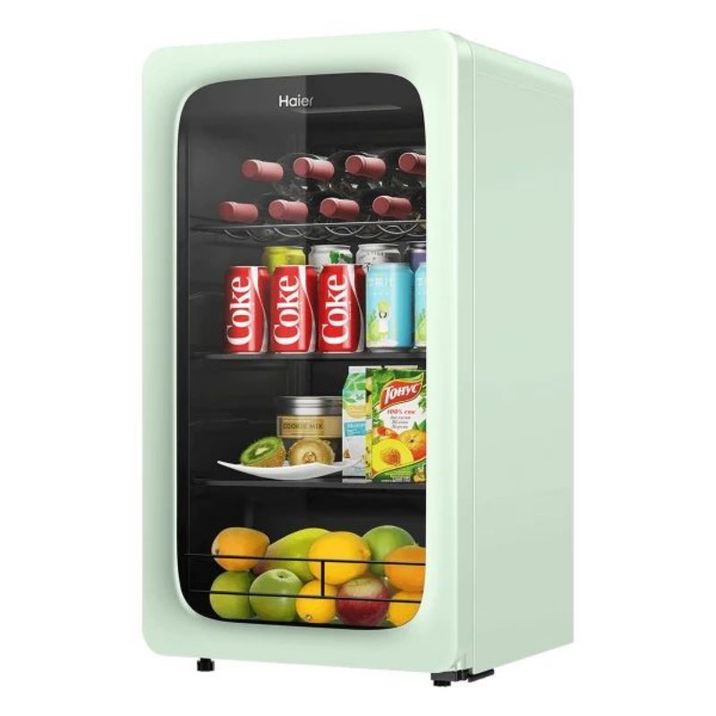 家用客厅小型饮料水果藏鲜柜迷你冰箱茶叶保鲜柜囤货暖藏柜92升烟波绿