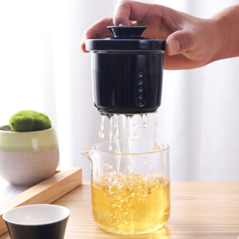 WQ千瓷阁 玻璃一壶两杯旅行套组 青草绿一壶两杯