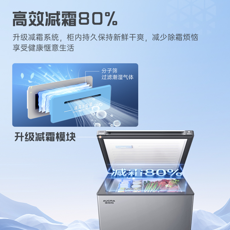 澳柯玛(AUCMA) 150升家用卧式冷柜冰柜小冰箱 阻霜减霜 合金内胆 无界天际线 BC/BD-150HSNE