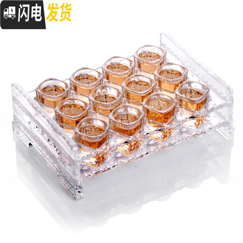 三维工匠2两白酒杯玻璃小酒杯红酒一口杯二两酒吧杯子分酒器套装大号家用 2X6杯架(适合一两方杯)高清大图