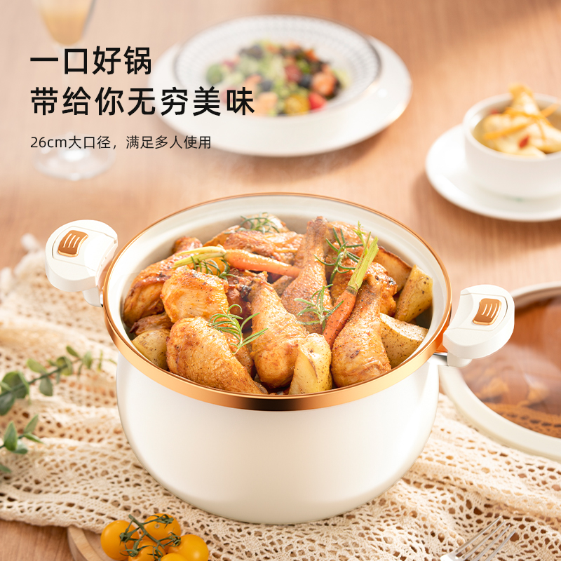 龙的--微压珐琅锅 珐琅微压汤锅家用煮锅炖锅耐高温搪瓷不粘锅 LD-TM539高清大图