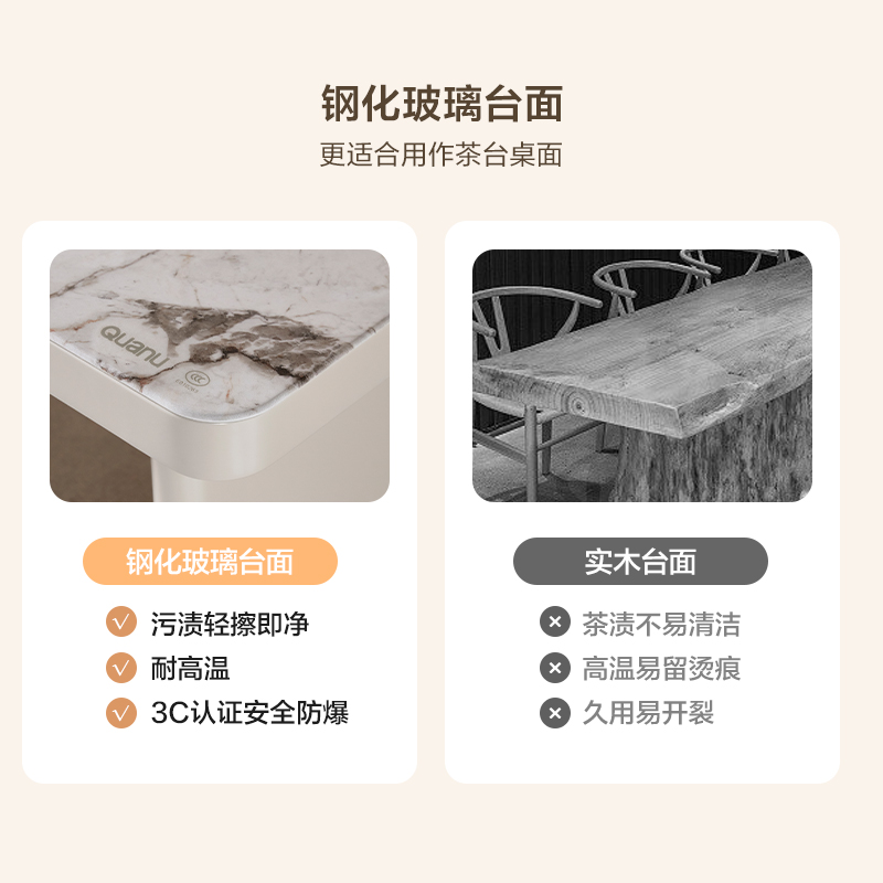 全友家居 多功能茶台茶桌烧水壶一体桌钢化玻璃桌面客厅茶几高清大图