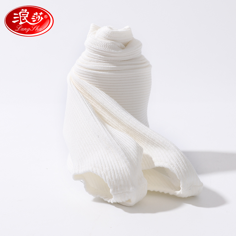 浪莎女童打底裤春秋薄款儿童外穿夏季打底白色宝宝黑色踩脚连裤袜 踩脚白色（条纹款） 110cm（建议身高95-110cm）