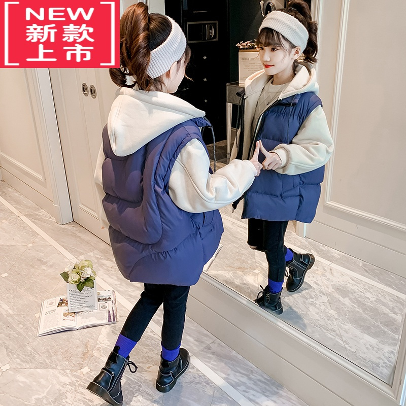 可莉允女童棉衣冬装2022新款儿童洋气加厚羽绒棉服小女孩中长款棉袄外套