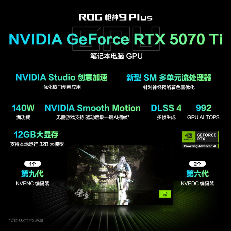 华硕(ASUS)玩家国度ROG枪神9 Plus 18英寸电竞游戏本笔记本电脑 定制(Ultra 9 275HX RTX5070Ti 32G+2T 2.5K 240Hz 黑色)高清大图