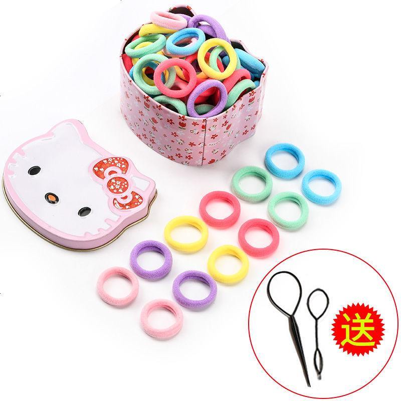 春天色100根 塑料礼盒装视频介绍_橡皮筋头绳儿童小女孩不伤发小号