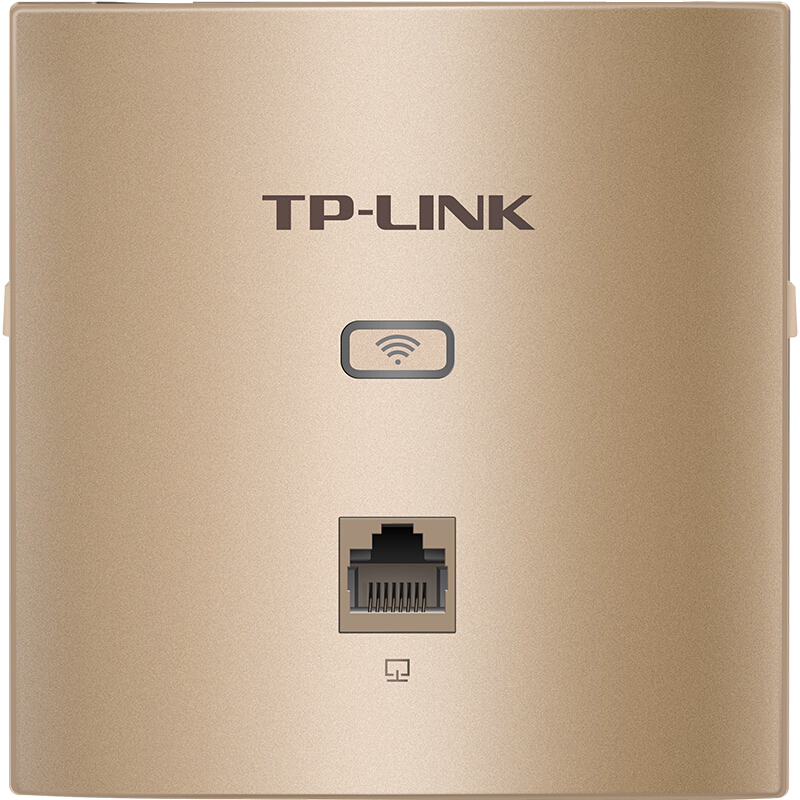 普联(TP-LINK) 450M无线86型面板式AP TL-AP450I-PoE 薄款香槟金(方) POE供电 AC管理