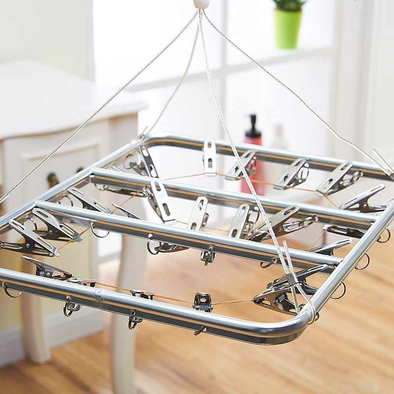 晾袜架袜夹不锈钢多夹子衣撑内衣晾晒袜子防风防滑加粗衣架衣服架