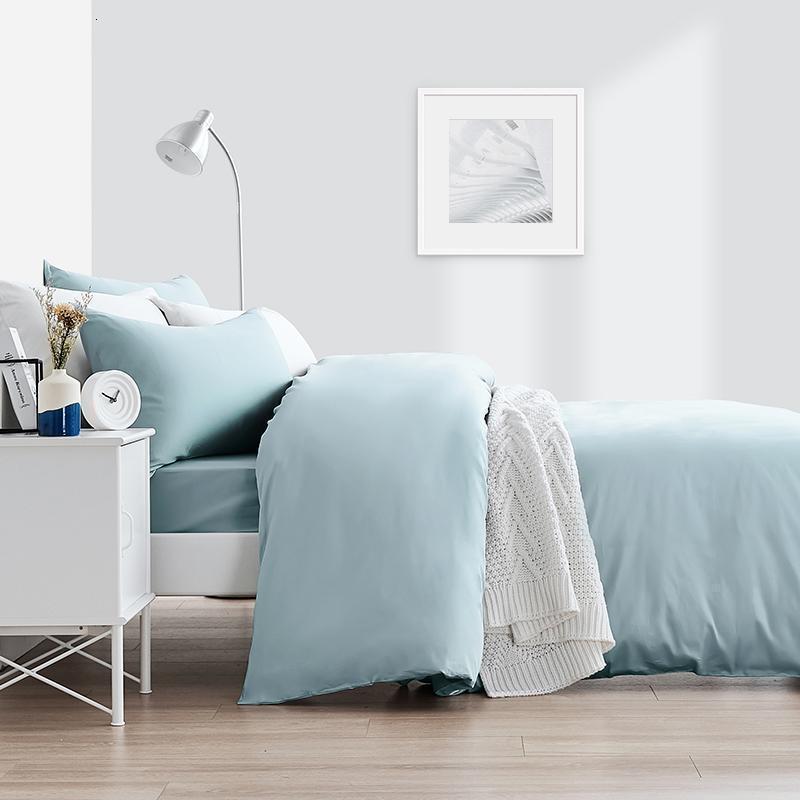 学生宿舍款1.2米床单三件套全棉纯色被套单人纯棉床品套件_227高清大图