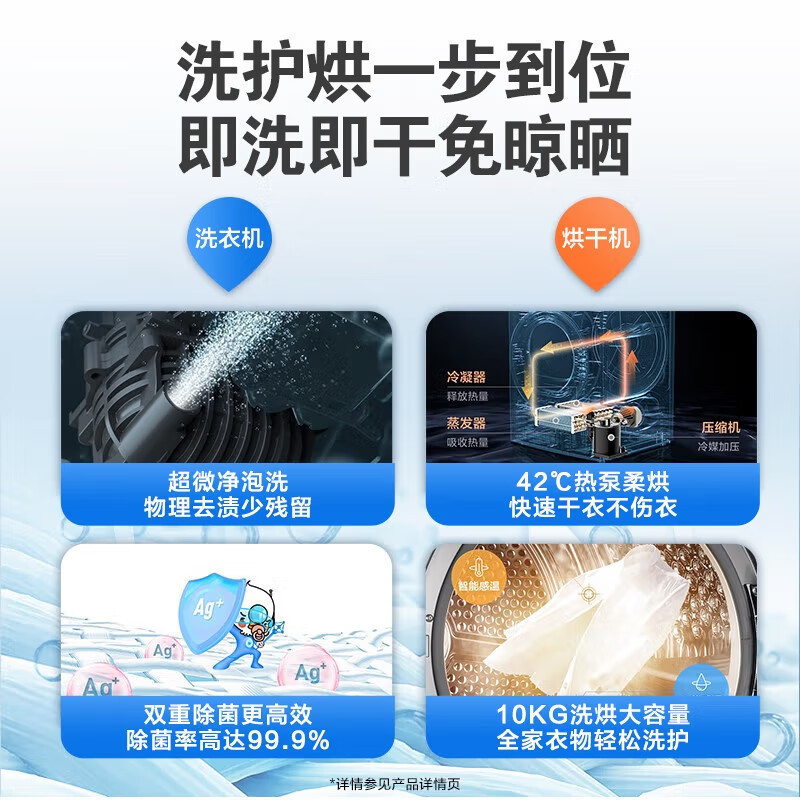 小天鹅(LittleSwan)洗烘套装10kg滚筒洗衣机全自动+热泵烘干机水魔方二代小钢炮809[88+36升级款]