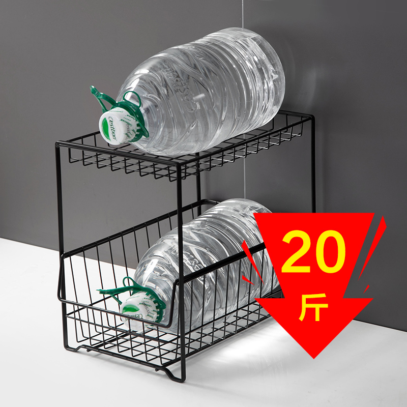 橱柜置物架厨房分层调料架家用下水槽推拉抽屉式整理收纳架|小号黑色宽款YL106