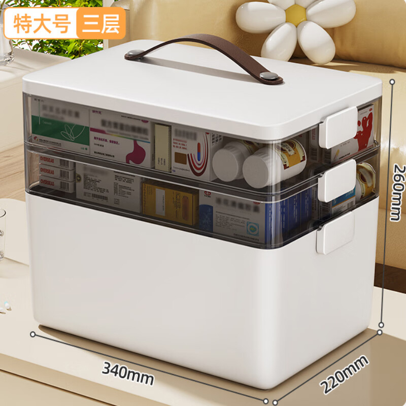 佳帮手药盒多层大容量药品分来收纳JBS-YX-SJ03-JWT高清大图