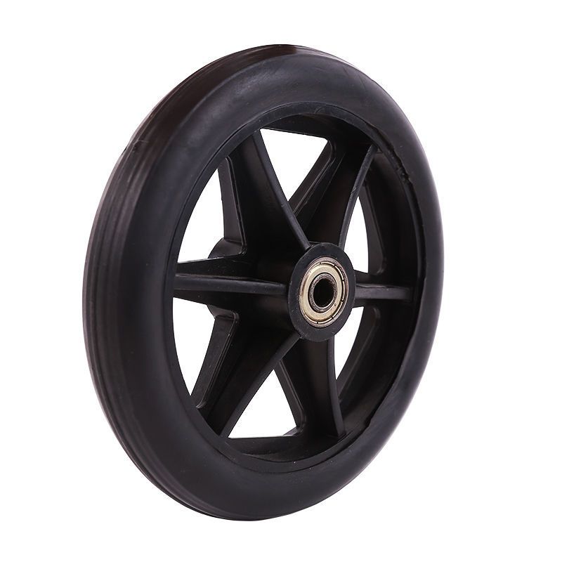 轮椅配件前轮万向轮前小轮6寸7寸8寸轮椅车配件免充气小轮子6英寸灰